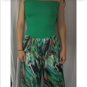 Sahoco Green Geometric Jumpsuit Cotton Bodice‎ Med